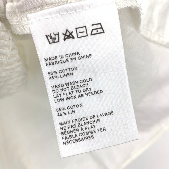 Maeve Anthropologie Linen Blend Smocked Peplum Cami Top Womens Sz Large White - Picture 7 of 7